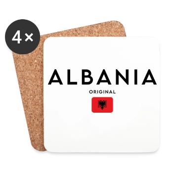 Drapeau albanais, fierté albanaise - Dessous de verre (lot de 4) - blanc - Devant