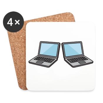 Doppel-Laptops Kollaboration - Untersetzer (4er-Set) - Weiß - Vorne