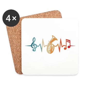 Cor ténor Battement de cœur Musicien de cor ténor - Dessous de verre (lot de 4) - blanc - Devant