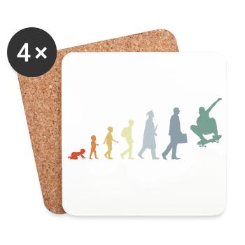 Skateboarder Evolution - Untersetzer (4er-Set) - Weiß - Vorne