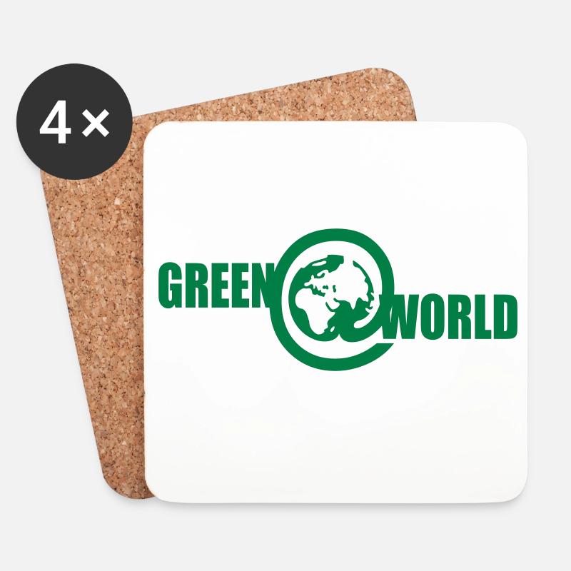 Vert @ Monde - Dessous de verre (lot de 4) - blanc