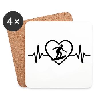Surfing Heart - Coasters (set of 4) - white - Front