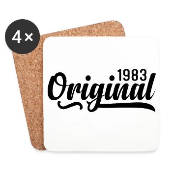 1983 anniversaire 42 ans, rétro 1983 - Dessous de verre (lot de 4) - blanc - Devant