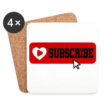 Fabelhaftes Symbol für die Schaltfläche "Abonnieren" des YouTube-Kanals - Untersetzer (4er-Set) - Weiß - Vorne
