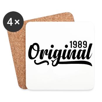 1989 Anniversaire 36 ans, rétro 1989 - Dessous de verre (lot de 4) - blanc - Devant