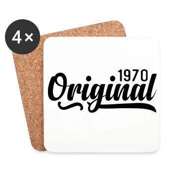 1970 Anniversaire 55 ans, rétro 1970 - Dessous de verre (lot de 4) - blanc - Devant
