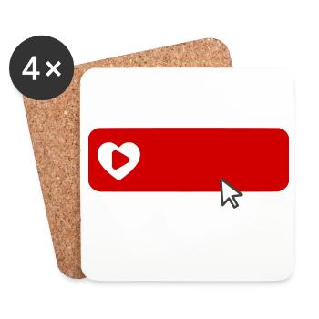 Cooles, von YouTube inspiriertes flaches Symbol für das Abonnieren - Untersetzer (4er-Set) - Weiß - Vorne