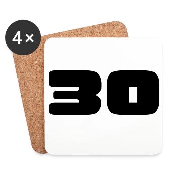 30. 30 ANS. 30e ANNIVERSAIRE. ANNIVERSAIRE 30 ANS. - Dessous de verre (lot de 4) - blanc - Devant