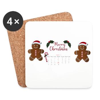 Duo de pain d’épices Joyeux Noël - Dessous de verre (lot de 4) - blanc - Devant