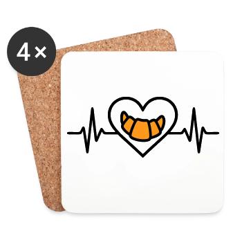 Croissant Heart Breakfast Bakery - Coasters (set of 4) - white - Front