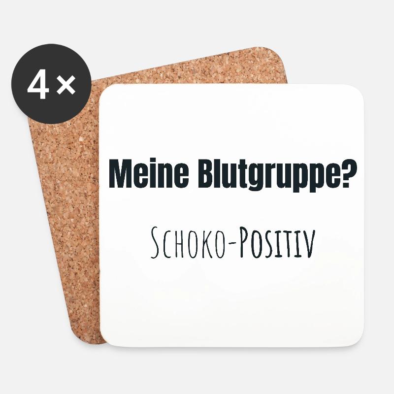 Blutgruppe: Schoko positiv - Untersetzer (4er-Set) - Weiß