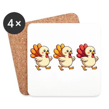 Bébé dinde de Thanksgiving - Dessous de verre (lot de 4) - blanc - Devant