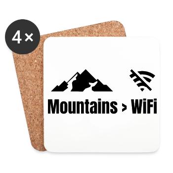 Mountains > WiFi – Abenteuer Shirt - Untersetzer (4er-Set) - Weiß - Vorne