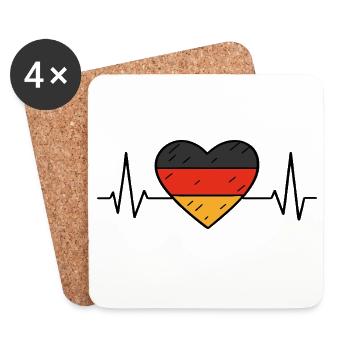 Allemagne Heartbeat Ligne Drapeau Amour Voyage Design - Dessous de verre (lot de 4) - blanc - Devant