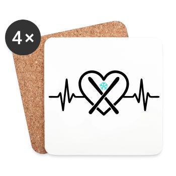 Skiing Heart Snow Mountain Sports Passion - Coasters (set of 4) - white - Front