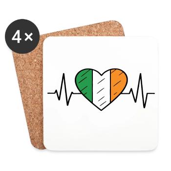 Irland Flagge Heartbeat Line Irish Pride Design - Untersetzer (4er-Set) - Weiß - Vorne