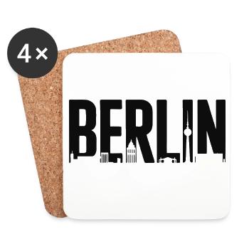 Berliner Skyline-Silhouette - Untersetzer (4er-Set) - Weiß - Vorne