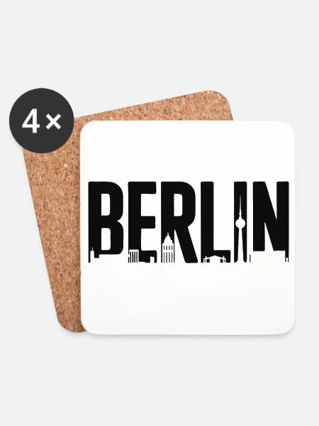 Berliner Skyline-Silhouette - Untersetzer (4er-Set) - Weiß