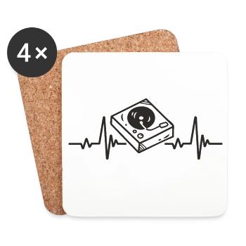 Plattenspieler, Rhythmus, Musik, DJ, Electro Heart - Untersetzer (4er-Set) - Weiß - Vorne