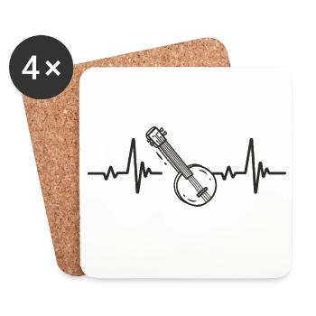 Banjo Bluegrass Folk Instrument Music Rhythm Heart - Coasters (set of 4) - white - Front
