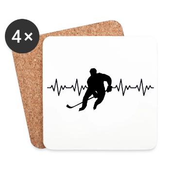 Eishockey Hockey Spieler EKG Herzschlag - Coasters (set of 4) - white - Front