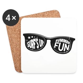 Fun Surf's Up Summer Sunglasses Vintage - Coasters (set of 4) - white - Front