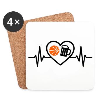 Bière de basket-ball Heart - Dessous de verre (lot de 4) - blanc - Devant