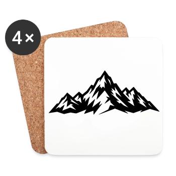 Berge Outdoor Motiv als Zeichnung - Untersetzer (4er-Set) - Weiß - Vorne