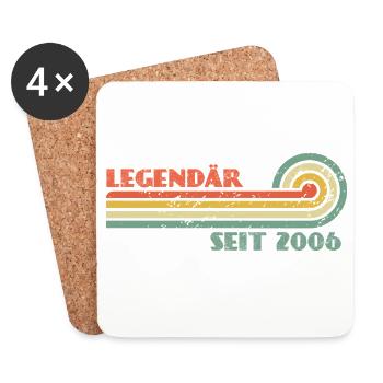 20. Geburtstag - Legendär seit 2006 - Untersetzer (4er-Set) - Weiß - Vorne