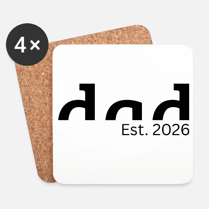 Dad Est. 2026 - Geschenk für werdende Väter - Untersetzer (4er-Set) - Weiß