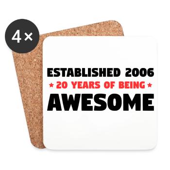 Established 2006 20 Years Awesome Birthday - Coasters (set of 4) - white - Front