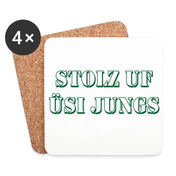 Stolz uf üsi Jungs Fussball Schweiz Design - Untersetzer (4er-Set) - Weiß - Vorne