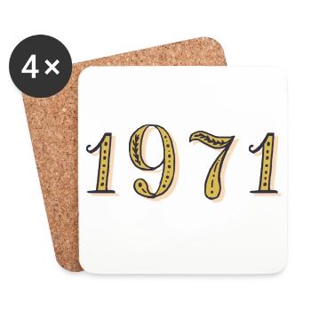 Cadeau d’anniversaire 1971 Vintage 1971  - Dessous de verre (lot de 4) - blanc - Devant