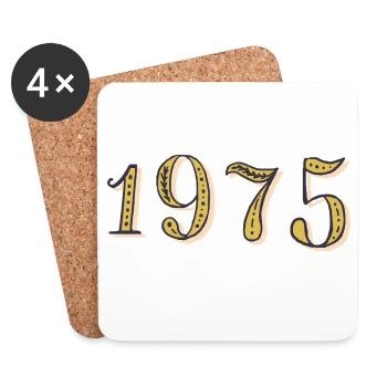 Cadeau d’anniversaire 1975 Vintage 1975  - Dessous de verre (lot de 4) - blanc - Devant