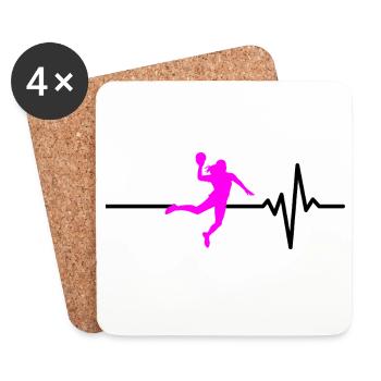 HANDBALLERIN HERZSCHLAG PINK HANDBALL ADRENALIN - Untersetzer (4er-Set) - Weiß - Vorne