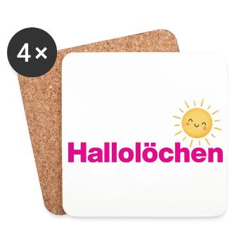HALOLÖCHEN, SÜSSE BEGRÜSSUNG MIT SONNE, POSITIVITY - Untersetzer (4er-Set) - Weiß - Vorne