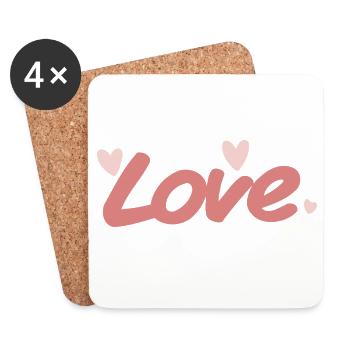 Love Pink Kalligraphie-Pinsel - Untersetzer (4er-Set) - Weiß - Vorne