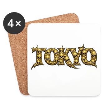 Logo de la Crâne d’Or à Tokyo - Dessous de verre (lot de 4) - blanc - Devant