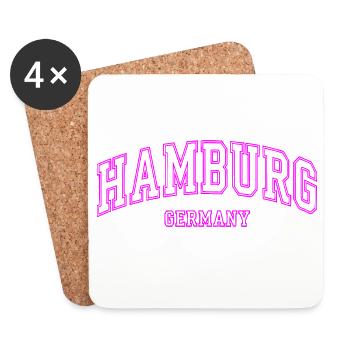 Hamburg Neon Pink Schriftzug Germany - Untersetzer (4er-Set) - Weiß - Vorne