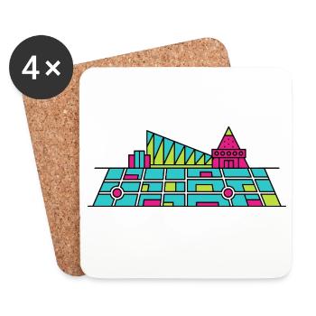 Orpheline urbain Xscape de Milton Keynes Modern Line Art - Dessous de verre (lot de 4) - blanc - Devant
