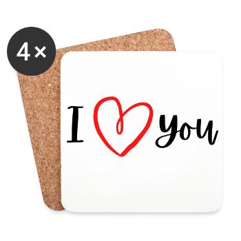 I love you. - Dessous de verre (lot de 4) - blanc - Devant