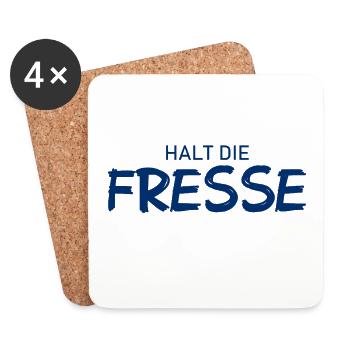 Halt die Fresse - Cooler Spruch - Untersetzer (4er-Set) - Weiß - Vorne