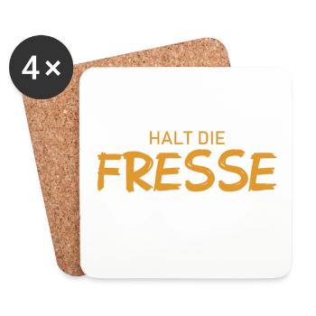 Halt die Fresse - Cooler Spruch - Untersetzer (4er-Set) - Weiß - Vorne