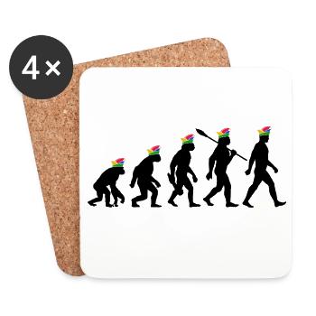 Homo Carnival | Evolution of Fools, Shrovetide - Coasters (set of 4) - white - Front