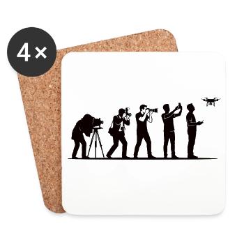 Évolution de la photographie – du trépied au drone - Dessous de verre (lot de 4) - blanc - Devant