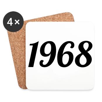 1968 Vintage 1968 Anniversaire Rétro 1968 Cadeau - Dessous de verre (lot de 4) - blanc - Devant