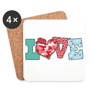 Playful Love Heart Western Romance - Coasters (set of 4) - white - Front
