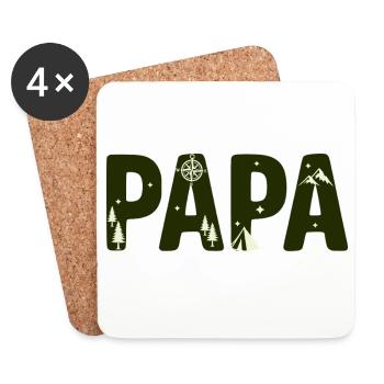 Outdoor Papa Bergcamping Typo - Untersetzer (4er-Set) - Weiß - Vorne