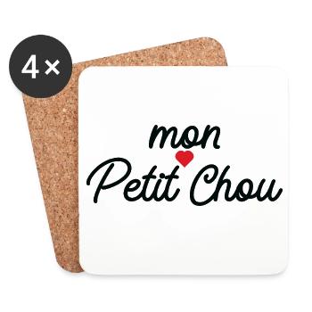Mon Petit Chou Script Coeur - Dessous de verre (lot de 4) - blanc - Devant