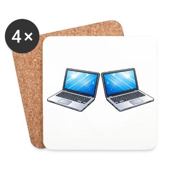 Ordinateur portable - Dessous de verre (lot de 4) - blanc - Devant